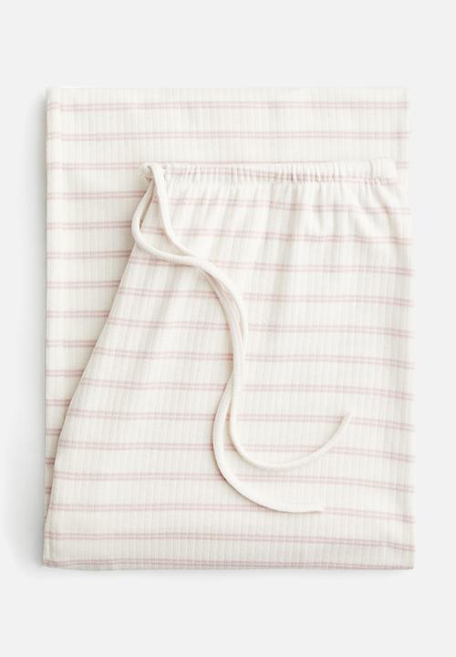 H&M - Cotton-blend trousers - white & light pink striped