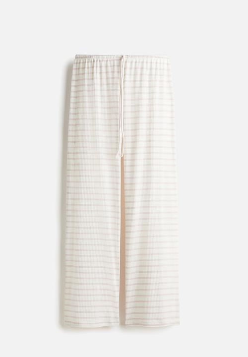 H&M - Cotton-blend trousers - white & light pink striped