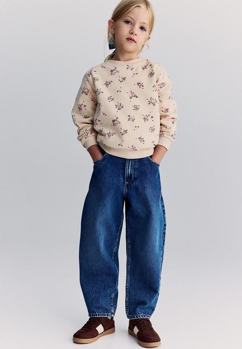 H&M - Printed brushed-inside sweatshirt - beige/floral 