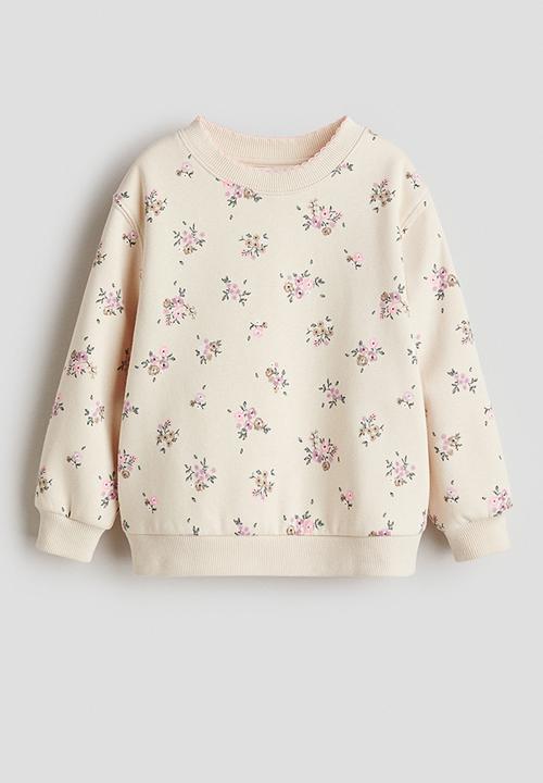 H&M - Printed brushed-inside sweatshirt - beige/floral 