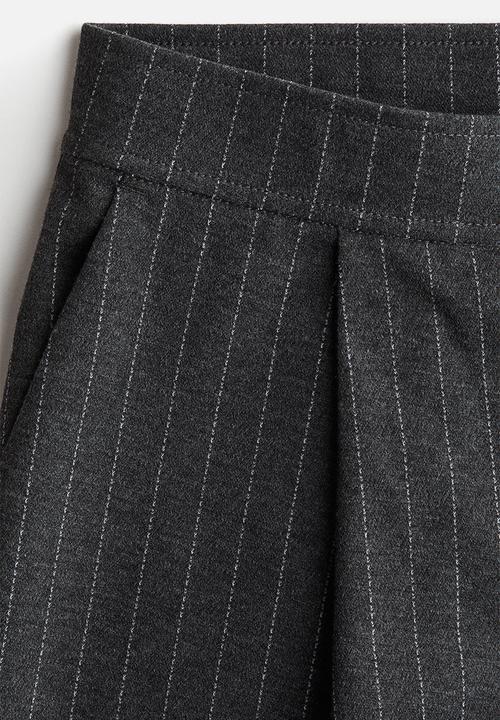 H&M - Wide trousers - dark grey marl/pinstriped