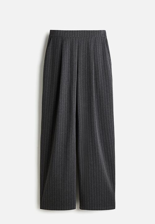 H&M - Wide trousers - dark grey marl/pinstriped
