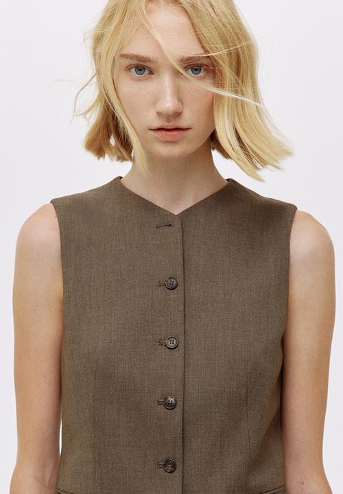 H&M - Long waistcoat - dark mole