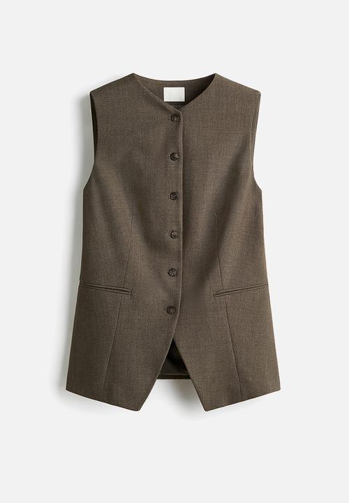 H&M - Long waistcoat - dark mole