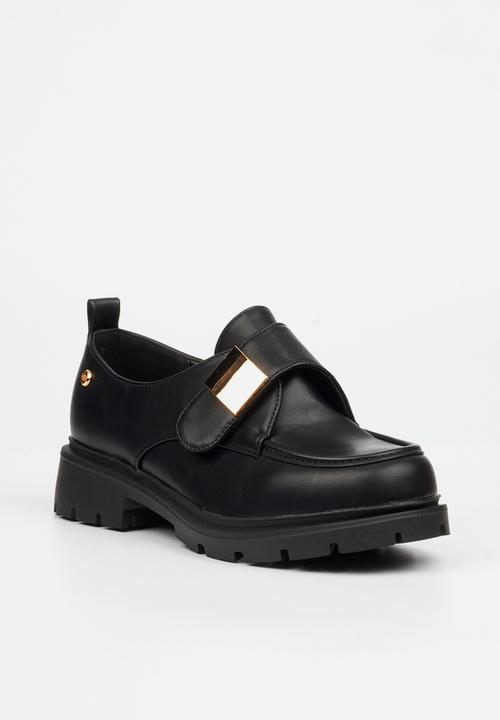 Miss Black - Tipsy 9 crossover buckle chunky loafer - black