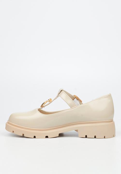 Miss Black - Tipsy 10 mary jane chunky loafer - bone