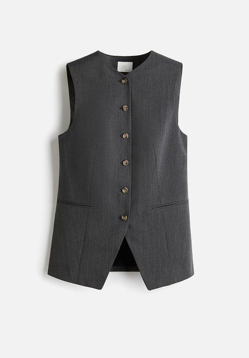 H&M - Long waistcoat - dark grey pinstriped
