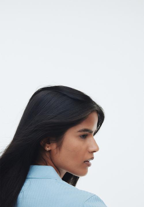 H&M - Ribbed collared top - light blue 