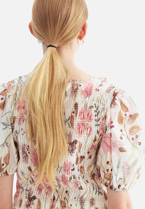 H&M - Smocked blouse - cream/floral