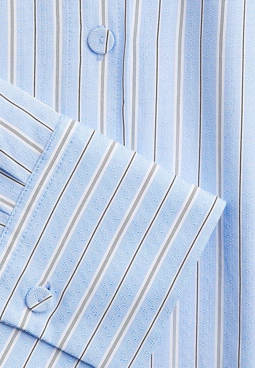 H&M - Short shirt -  light blue/striped