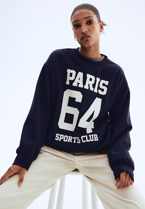 H&M - Text-motif sweatshirt - navy blue paris