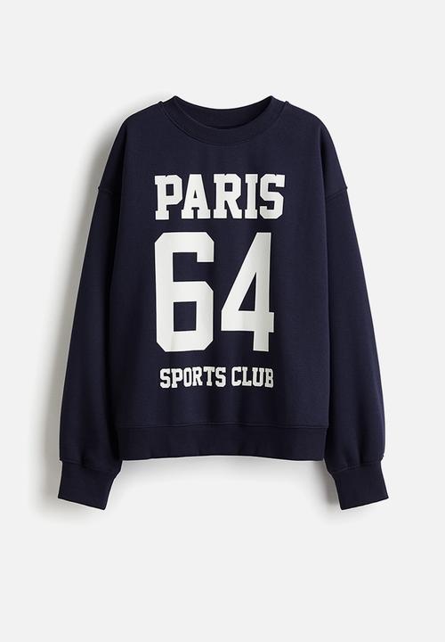 H&M - Text-motif sweatshirt - navy blue paris