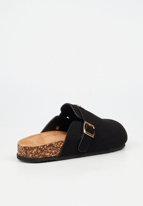 Viabeach - Qork 12 cork buckle slipper - black