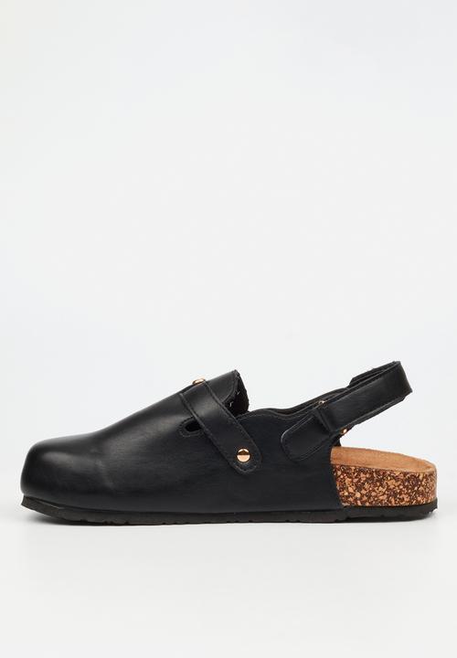 Viabeach - Qork 14 cork back strap slipper - black