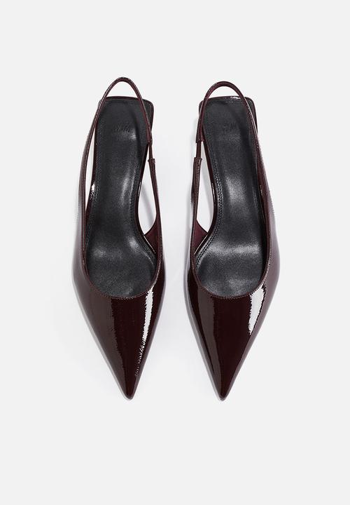 H&M - Kitten-heeled pointed slingbacks - burgundy