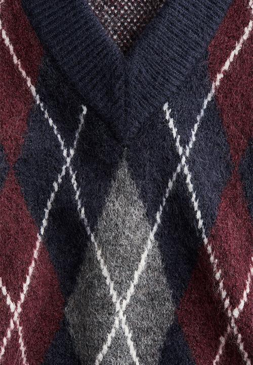 H&M - Jacquard-knit sweater vest -  navy blue/argyle pattern