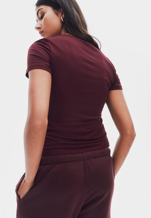 H&M - Microfibre T-shirt - burgundy