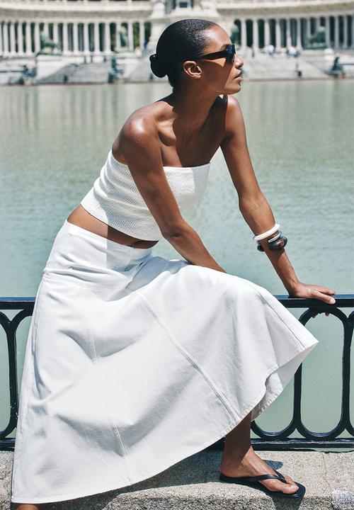 H&M - A-line denim skirt - white