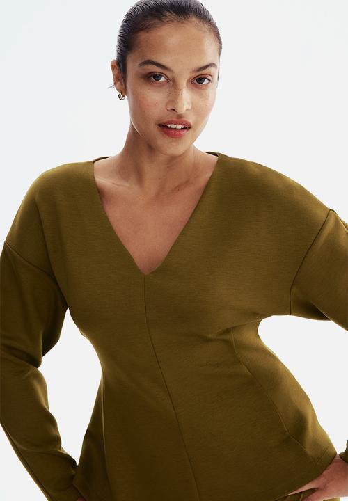 H&M - Waisted scuba top - dark green