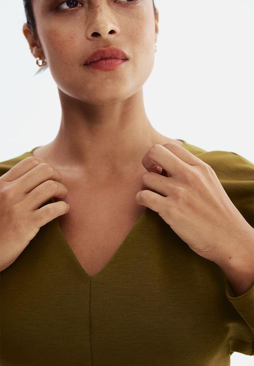 H&M - Waisted scuba top - dark green