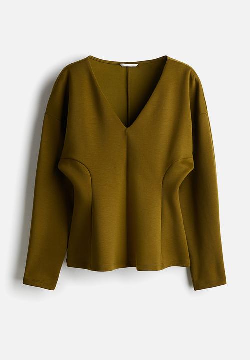 H&M - Waisted scuba top - dark green