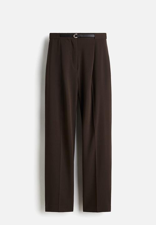 H&M - Tailored belted trousers - dark brown