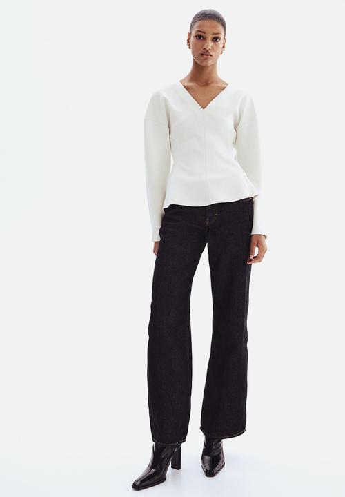H&M - Waisted scuba top - white