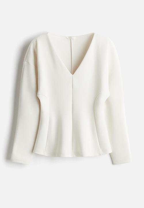 H&M - Waisted scuba top - white