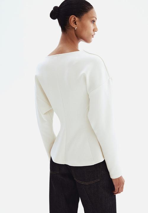 H&M - Waisted scuba top - white