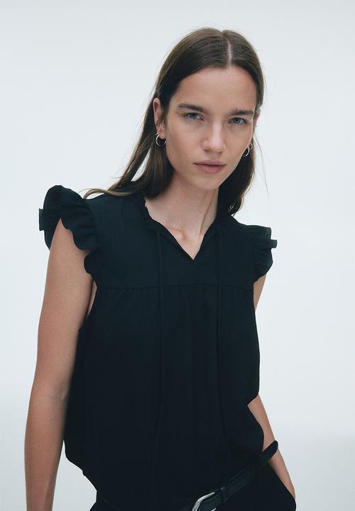 H&M - Crinkled top - black