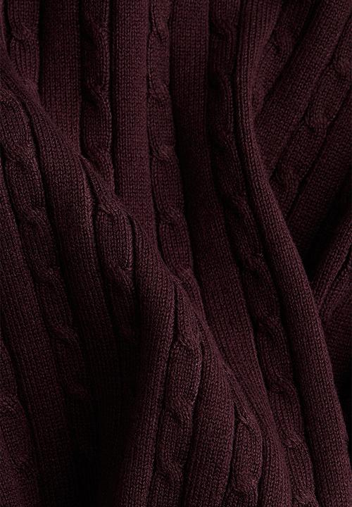H&M - Cable-knit jumper - dark burgundy 