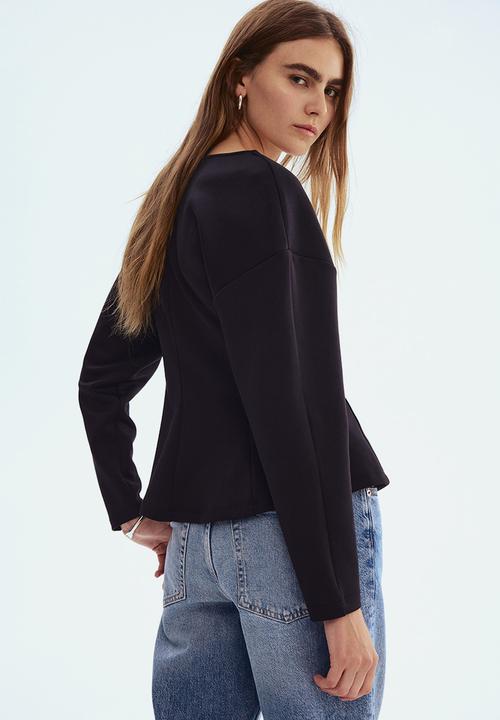H&M - Waisted scuba top - black