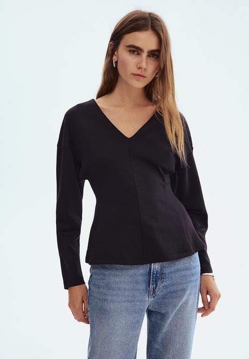 H&M - Waisted scuba top - black