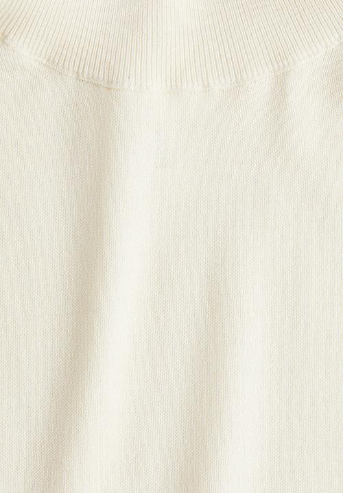 H&M - Fine-knit polo-neck top - cream