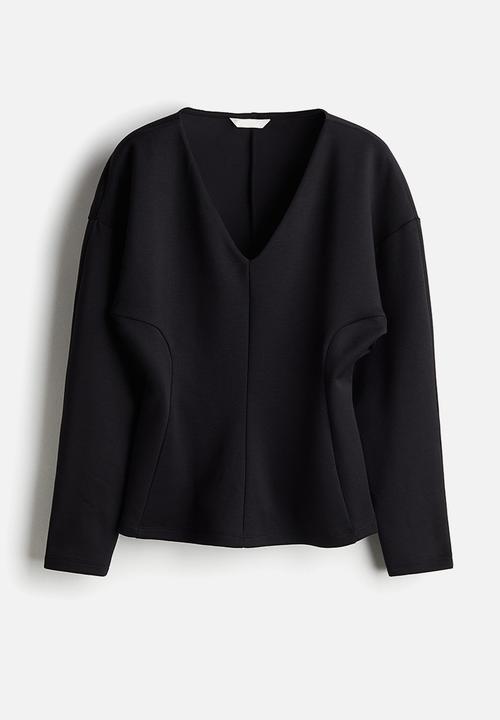H&M - Waisted scuba top - black