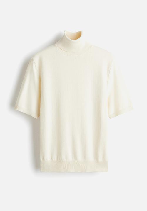 H&M - Fine-knit polo-neck top - cream