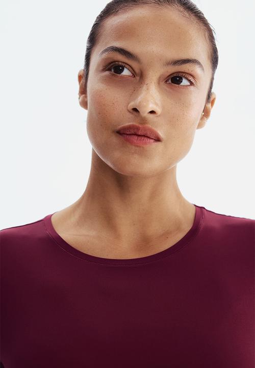 H&M - Short-sleeved microfibre body -  burgundy