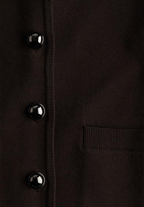 H&M - Fine-knit collared cardigan - dark brown