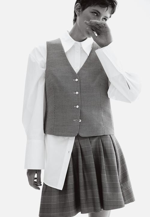 H&M - V-neck waistcoat - dark brown checked