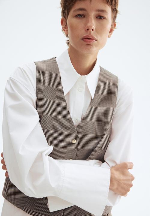 H&M - V-neck waistcoat - dark brown checked