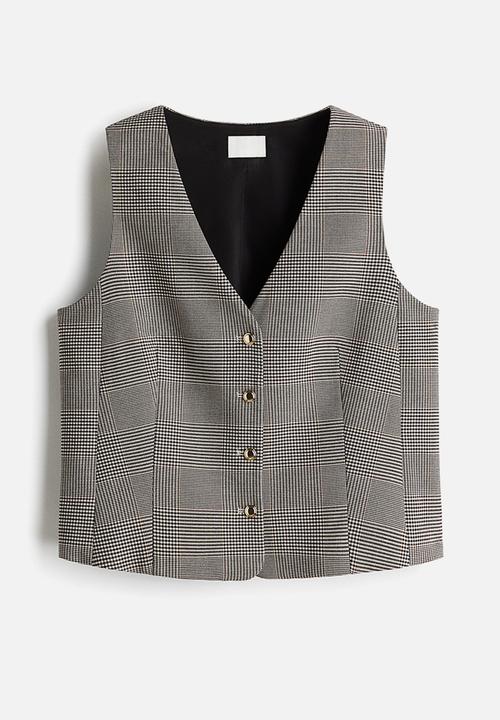H&M - V-neck waistcoat - dark brown checked