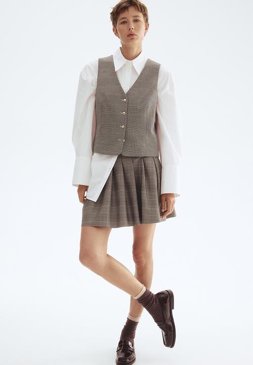 H&M - V-neck waistcoat - dark brown checked