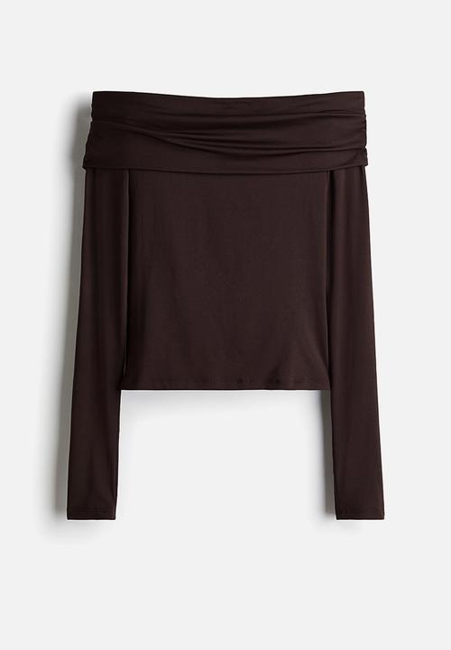 H&M - Off-the-shoulder top - dark brown