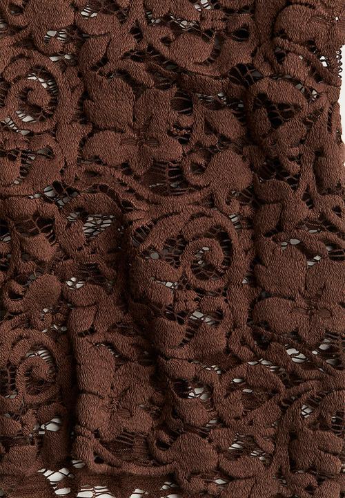 H&M - Shoulder-pad lace blouse - dark brown 