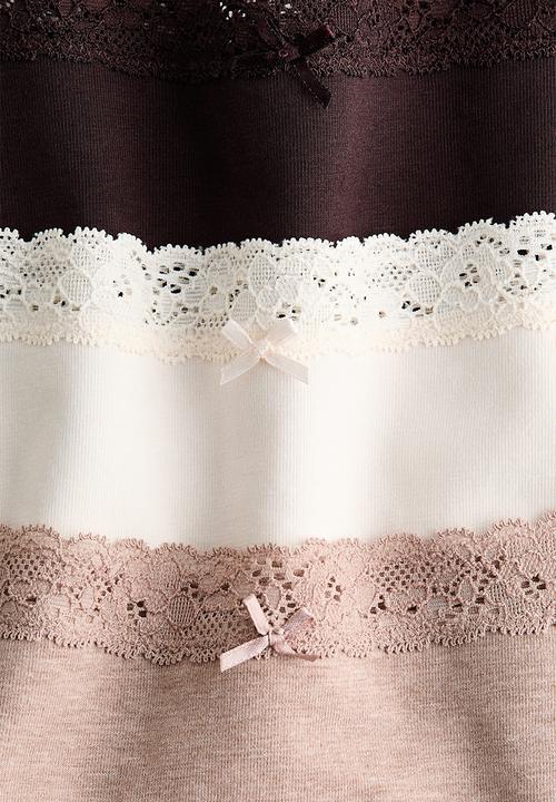 H&M - 3-pack lace-trimmed hipster briefs - mole