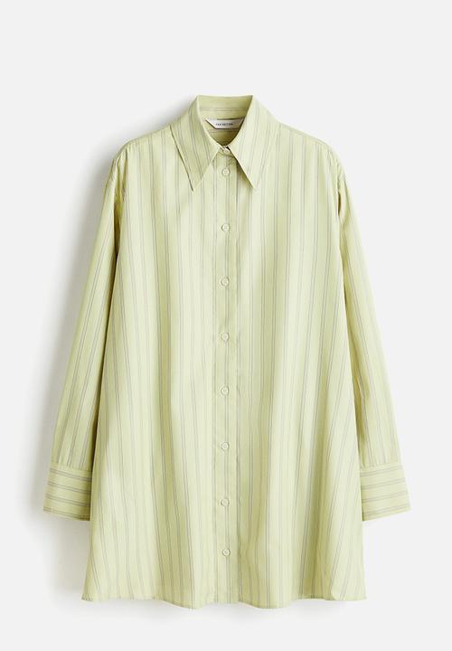 H&M - A-line shirt dress - light green/striped