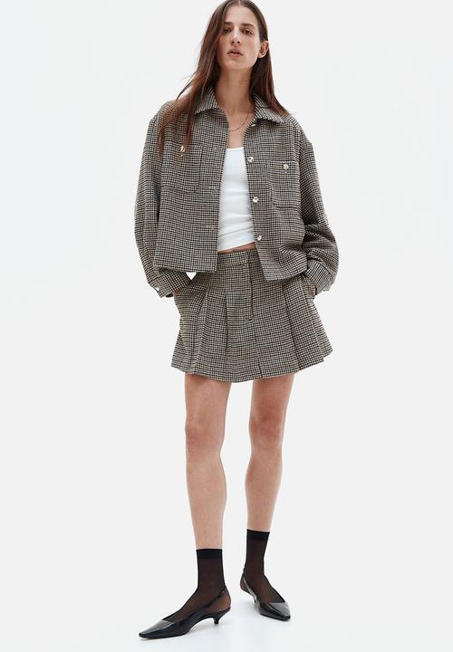 H&M - Oversized jacket - light beige dogtooth pattern