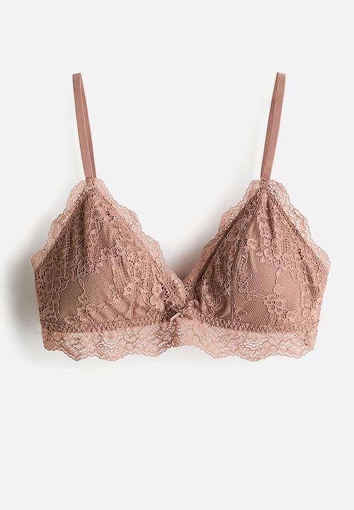 Padded soft lace bra - light brown - 1328327003