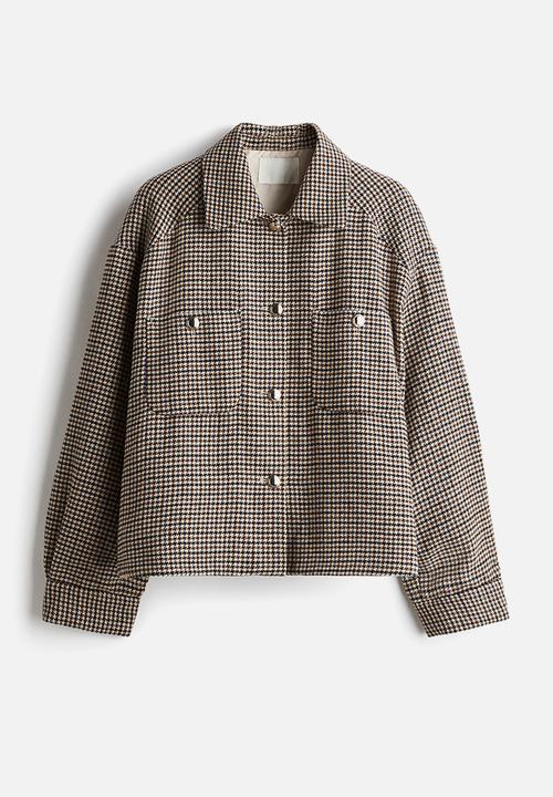 Oversized jacket - light beige dogtooth pattern - 1297462003
