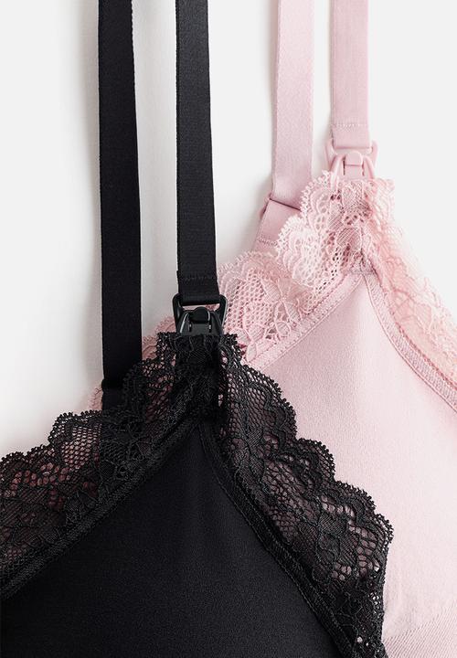 H&M - Mama 2-pack padded nursing bras - light pink & black